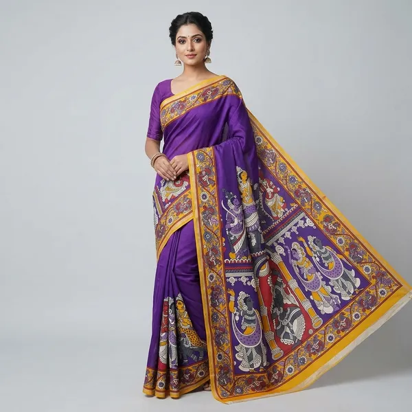 Purple_100%_Mul_Cotton_Saree_For_Women