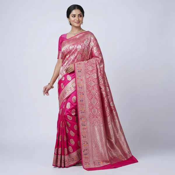 Dark_Pink_100%_Georgette_Saree_For_Women
