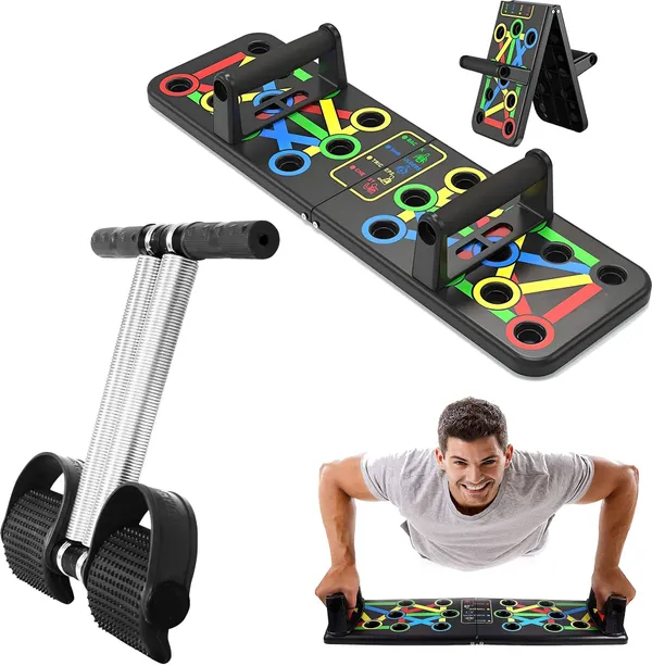 Manogyam_Combo_-_2_Push-Up_Boards,_And_Tummy_Trimmer_Black,_Full_Body_Workout_Set_Push-Up_Bar_(Black)
