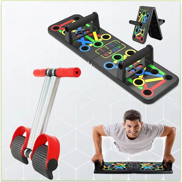 Manogyam_Combo_Of_2_Push-Up_Boards_And_Tummy_Trimmer,_Full_Body_Workout_Set_Push-Up_Bar_(Black)