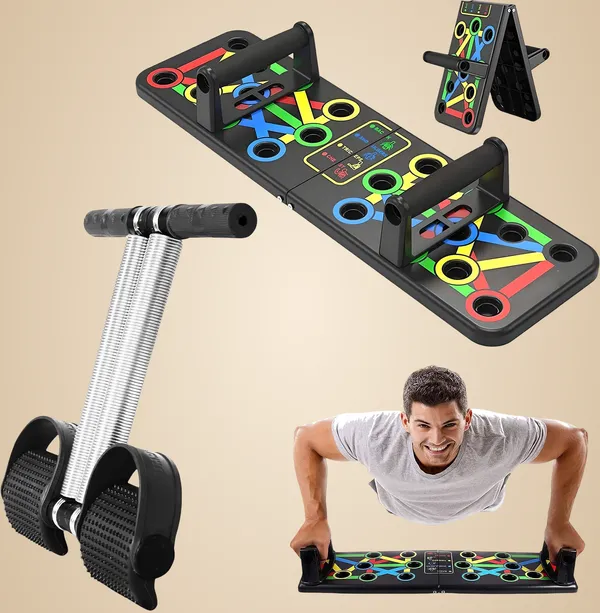 Manogyam_Combo_-_2_Push-Up_Boards,_And_Tummy_Trimmer_Black,_Full_Body_Workout_Set_Push-Up_Bar_(Black)