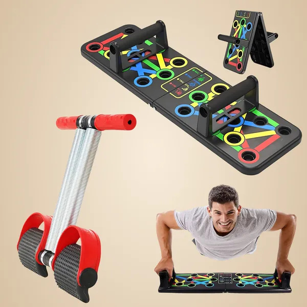 Manogyam_Combo_Of_2_Push-Up_Boards_And_Tummy_Trimmer,_Full_Body_Workout_Set_Push-Up_Bar_(Black)