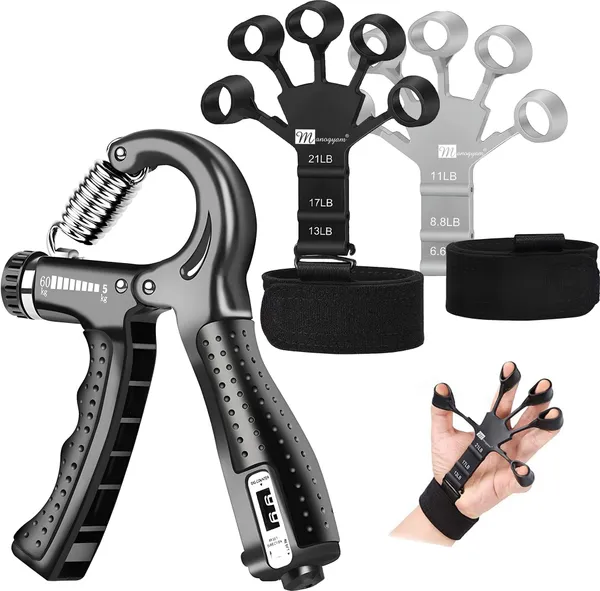 Manogyam_Combo_Pack_Of_Counter_Hand_Grip_Strengthener_And_2Pc_Finger_Trainer_Hand_Workout_Hand_Grip/Fitness_Grip_(Black,_Grey)