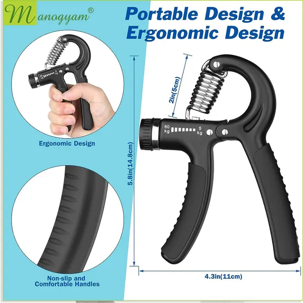 Manogyam_Hand_Grip_Strenghtner_5-60Kg_Adjustable_Resistance_Wrist_And_Forearm_Trainer_Finger_Hand_Grip/Fitness_Grip_(Black)