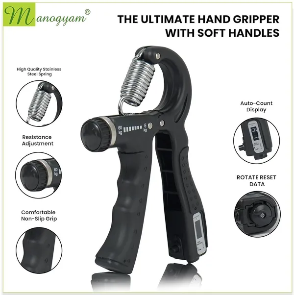 Manogyam_Combo_Pack_Of_Hand_Grip_And_Finger_Exerciser_Strength_Trainer_Hand_Workout_Hand_Grip/Fitness_Grip_(Black,_Green)