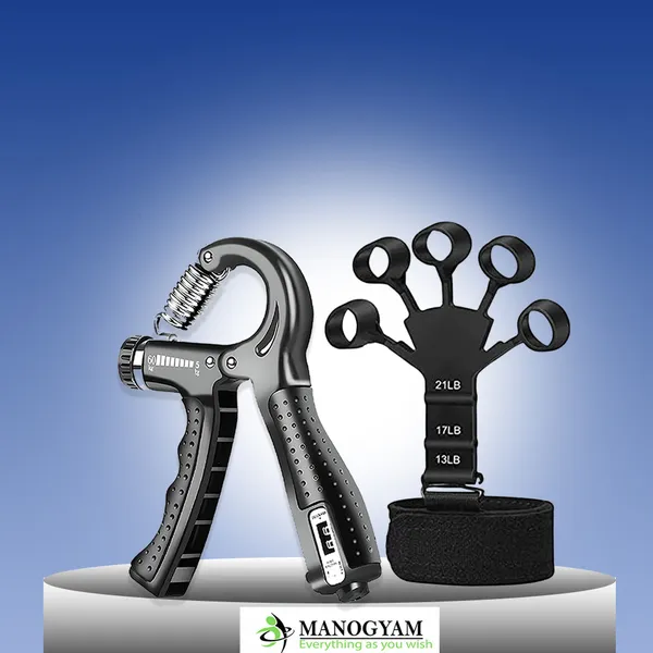 Manogyam_Hand_Strengthener,Adjustable_For_Muscle_Building_And_Injury_Recovery_Hand_Grip/Fitness_Grip_(Black)