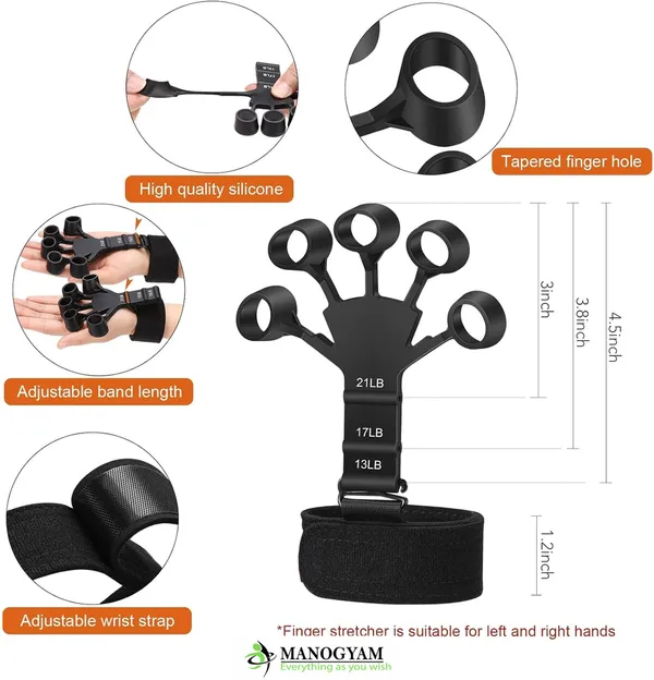 Manogyam_Hand_Strengthener,Adjustable_For_Muscle_Building_And_Injury_Recovery_Hand_Grip/Fitness_Grip_(Black)