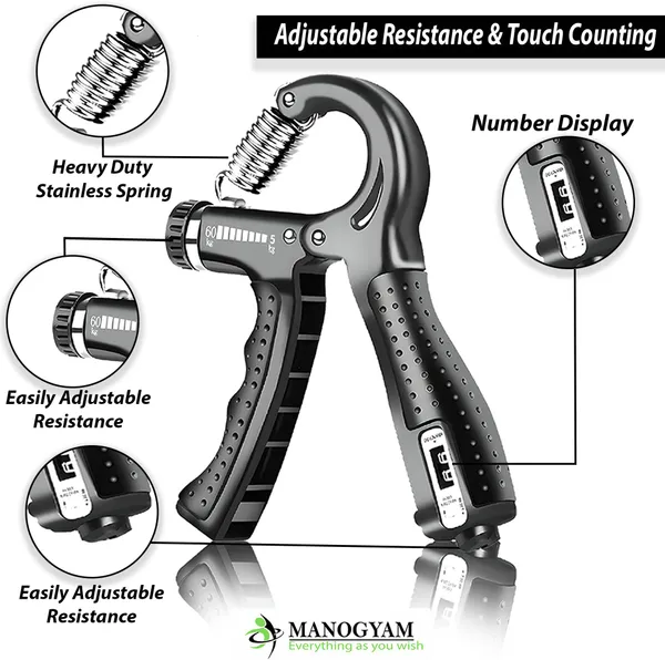 Manogyam_Hand_Strengthener,Adjustable_For_Muscle_Building_And_Injury_Recovery_Hand_Grip/Fitness_Grip_(Black)