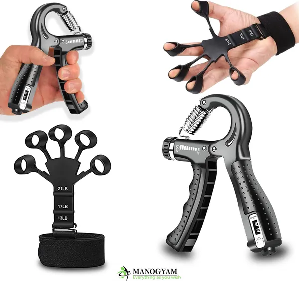 Manogyam_Hand_Strengthener,Adjustable_For_Muscle_Building_And_Injury_Recovery_Hand_Grip/Fitness_Grip_(Black)