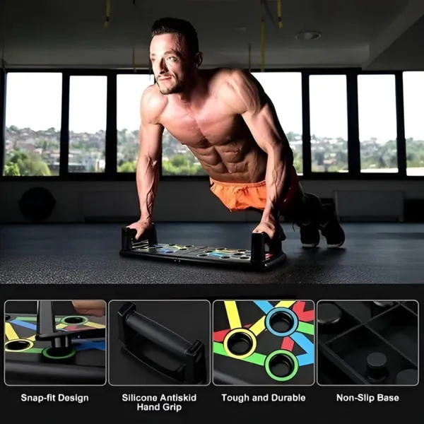 MANOGYAM_14-in-1_Push_Up_Board_with_Pencil_Skipping_Rope_|_Home_Gym_Fitness_Combo_for_Men_&_Women_|_Chest,_Arms,_Core_Workout_Equipment_|_Foldable_Pushup_Board_Black