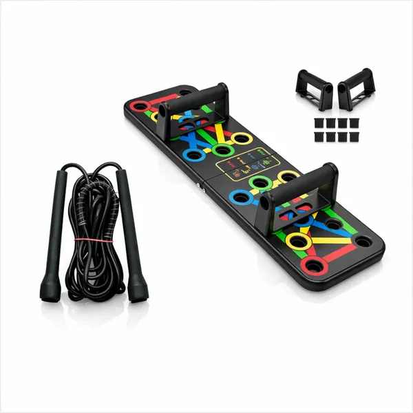 MANOGYAM_14-in-1_Push_Up_Board_with_Pencil_Skipping_Rope_|_Home_Gym_Fitness_Combo_for_Men_&_Women_|_Chest,_Arms,_Core_Workout_Equipment_|_Foldable_Pushup_Board_Black