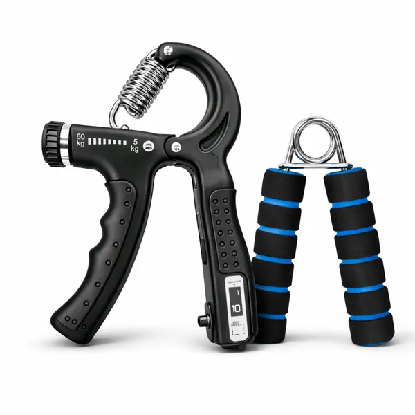 MANOGYAM_Adjustable_Hand_Grip_Strengthener_with_Counter_&_Foam_V-Shape_Gripper_Combo_|_Forearm_Strength_Trainer_for_Men_&_Women_|_Wrist,_Finger_Exercise_Equipment_for_Home_Gym_(Black)
