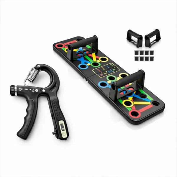 MANOGYAM_Push_Up_Board_14-in-1_&_Adjustable_Countable_Hand_Gripper_Combo_|_Home_Gym_Equipment_|_Chest,_Arms,_Grip_Strength_Trainer_for_Men_&_Women