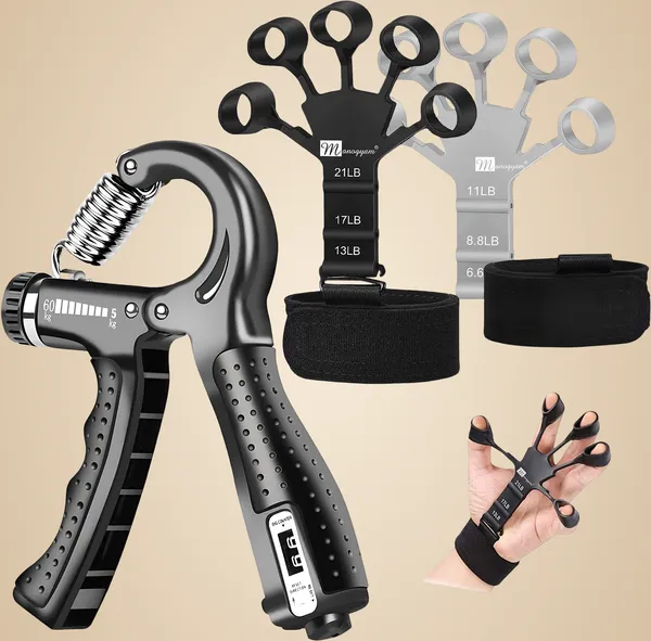 Manogyam_Combo_Pack_Of_Counter_Hand_Grip_Strengthener_And_2Pc_Finger_Trainer_Hand_Workout_Hand_Grip/Fitness_Grip_(Black,_Grey)