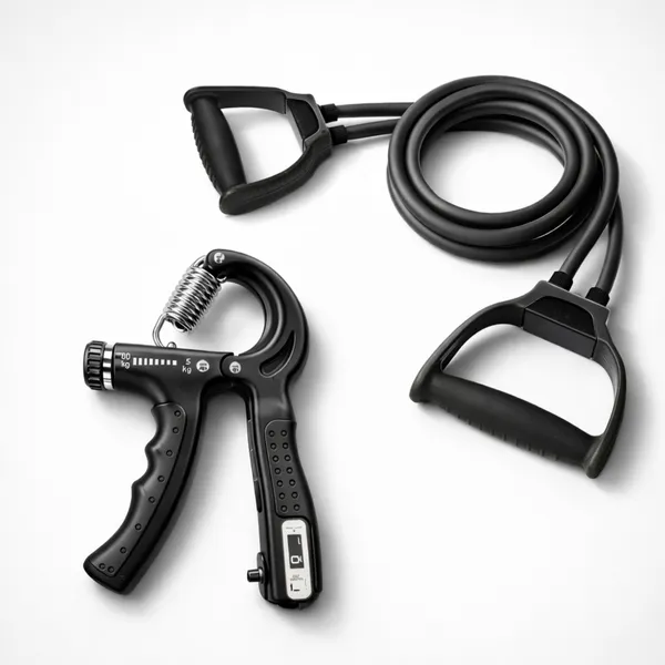Manogyam_Fitness_Duo_Adjustable_Hand_Gripper_with_Counter_&_Double_Resistance_Tube_Set_-_Home_Gym_Strength_Trainer_for_Grip,_Arms,_Chest_&_Full_Body_Workout_(Black)