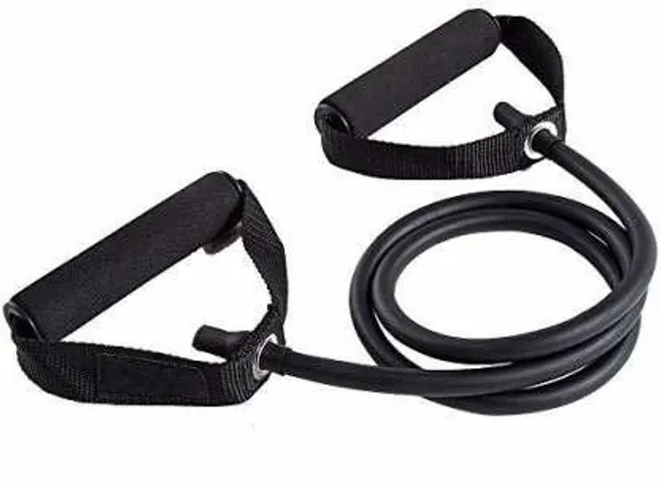Manogyam_Toning_Tube_With_Foam_Handle_Ideal_For_Physical_Therapy_Muscle_Toning_Resistance_Tube_(Black)
