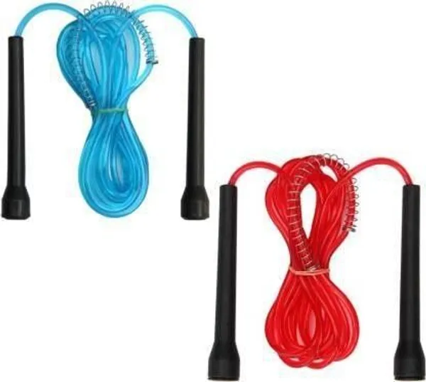 Manogyam_Cardio_Training,Intensive_Workout,Fitness_And_Leisure_Gym,Stamina_Builder_2Pc_Freestyle_Skipping_Rope_(Red,_Blue,_Black,_Length:_275_Cm)