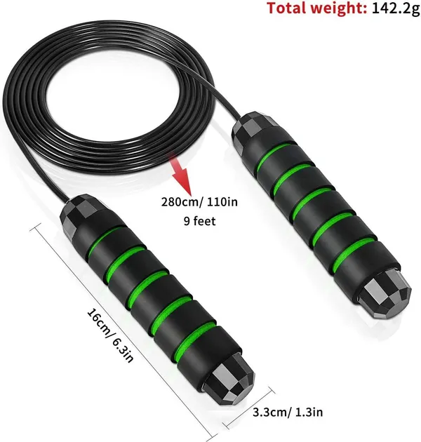 Manogyam_Skipping_Rope_For_Men,_Women_And_Children_-_Jump_Rope_For_Exercise_Workout_Freestyle_Skipping_Rope_(Green,_Length:_280_Cm)