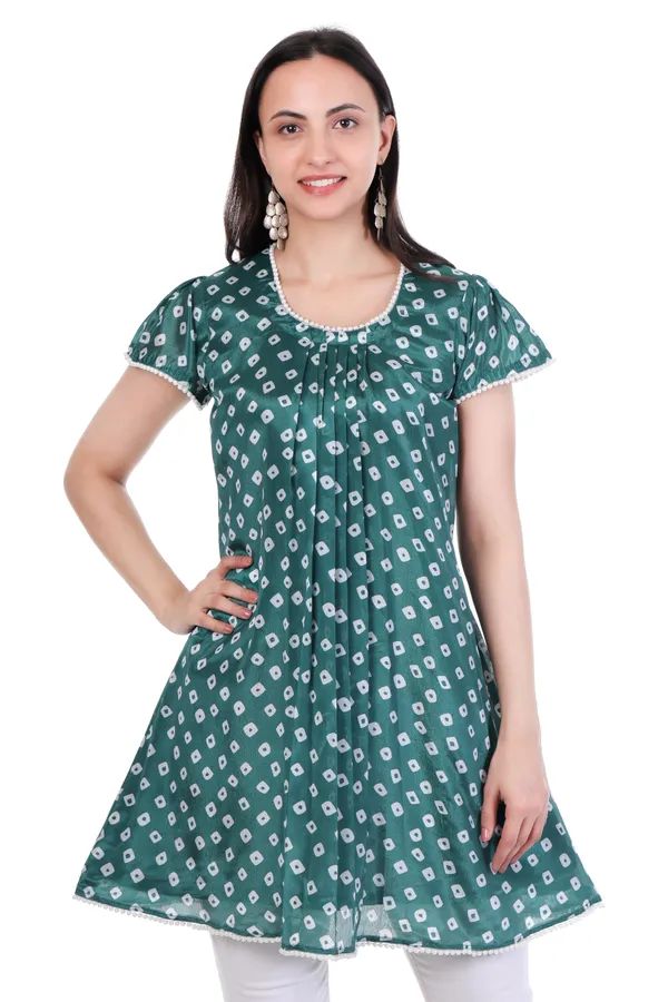Green_Polka_Dot_Printed_Gathered_Tunic_With_Pearl_Detailing