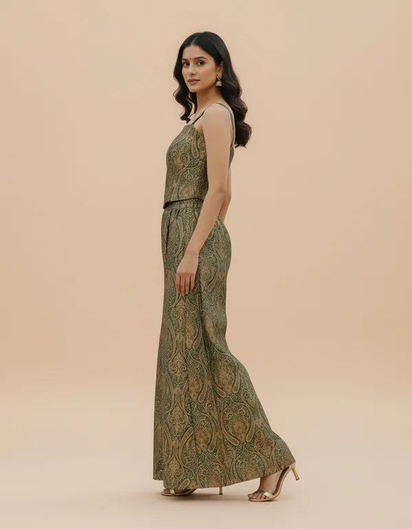 Green_Banarsi_Silk_Crop_Top_Plazzo_Set__Ethnic_Wear_Set