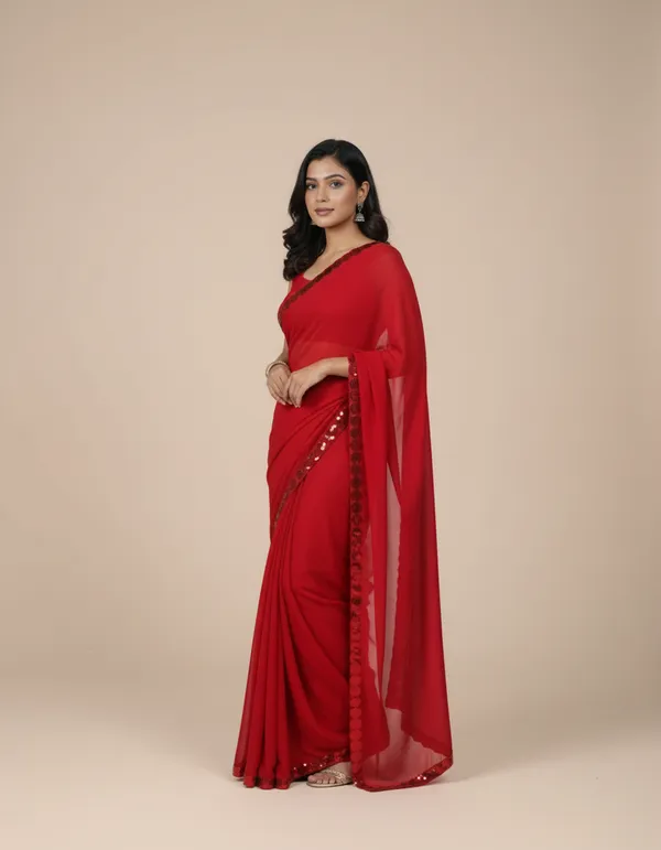 Red_Sequin_Border_Georgette_Saree