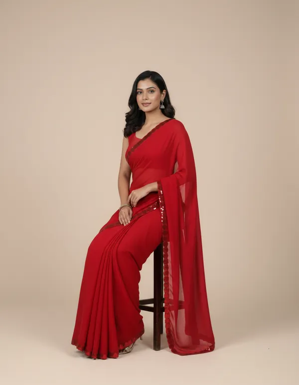 Red_Sequin_Border_Georgette_Saree