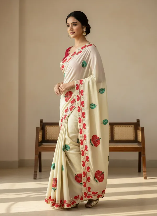 White_Georgette_Embroidered_Saree
