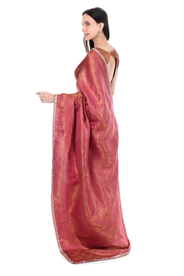 Elegant_Red_And_Gold_Embroidered_Silk_Saree_With_Border
