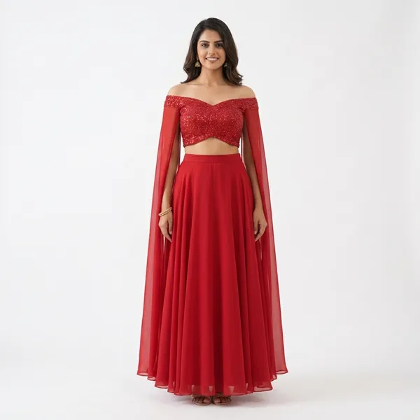 Red_Embellished_Crop_Top_Skirt_Set
