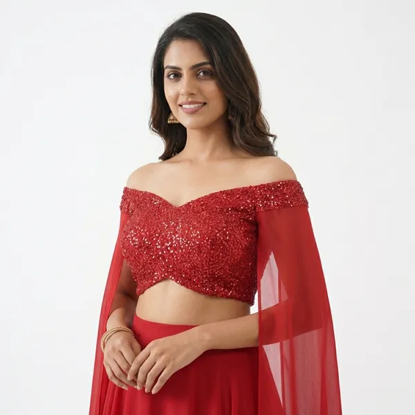 Red_Embellished_Crop_Top_Skirt_Set