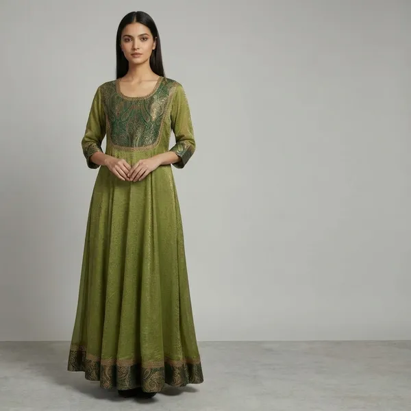 Green_Embellished_Chiffon_Kurti__Ethnic_Wear
