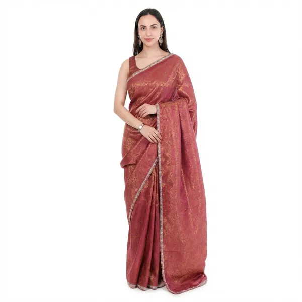 Elegant_Red_And_Gold_Embroidered_Silk_Saree_With_Border