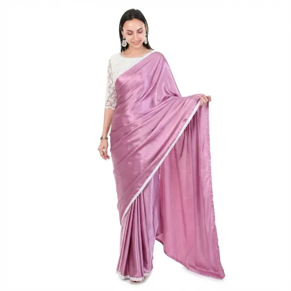 Elegant_Mauve_Purple_Satin_Silk_Saree_With_Embroidered_White_Blouse