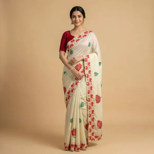 White_Georgette_Embroidered_Saree