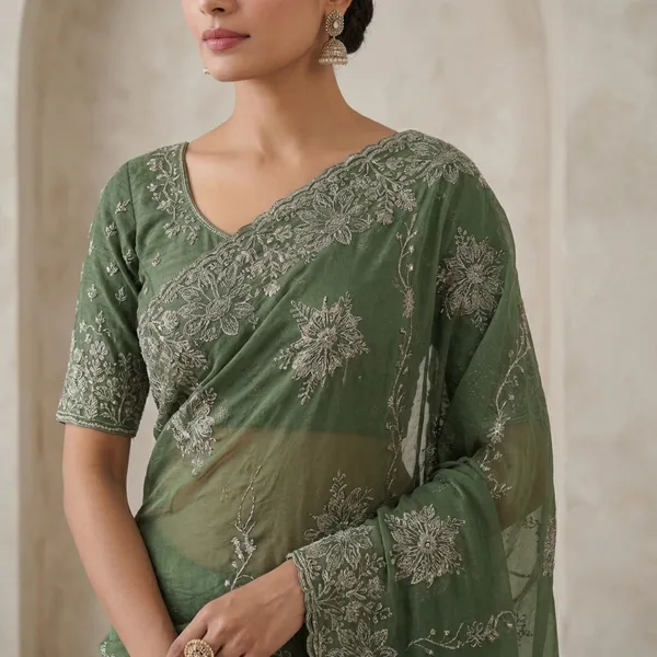 Green__Georgette_Embroidered_Saree