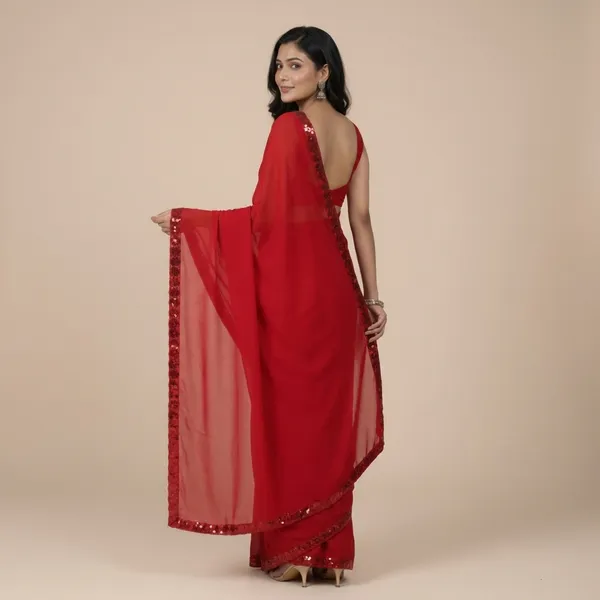 Red_Sequin_Border_Georgette_Saree