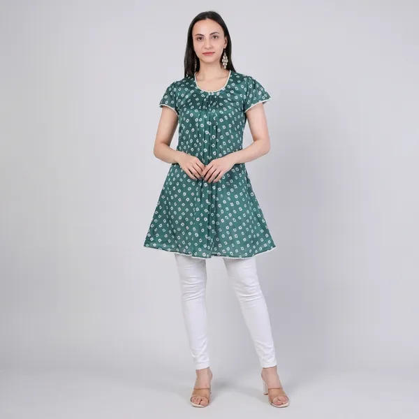 Green_Polka_Dot_Printed_Gathered_Tunic_With_Pearl_Detailing