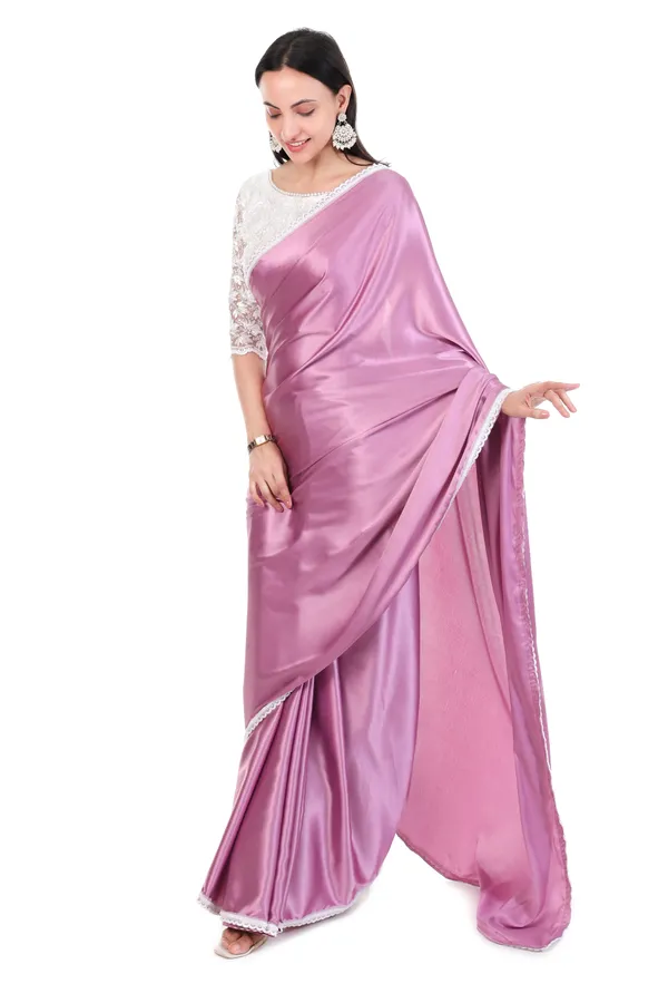 Elegant_Mauve_Purple_Satin_Silk_Saree_With_Embroidered_White_Blouse