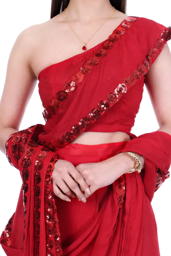 Red_Sequin_Border_Ready_To_Wear_Georgette_Saree_With_Blouse