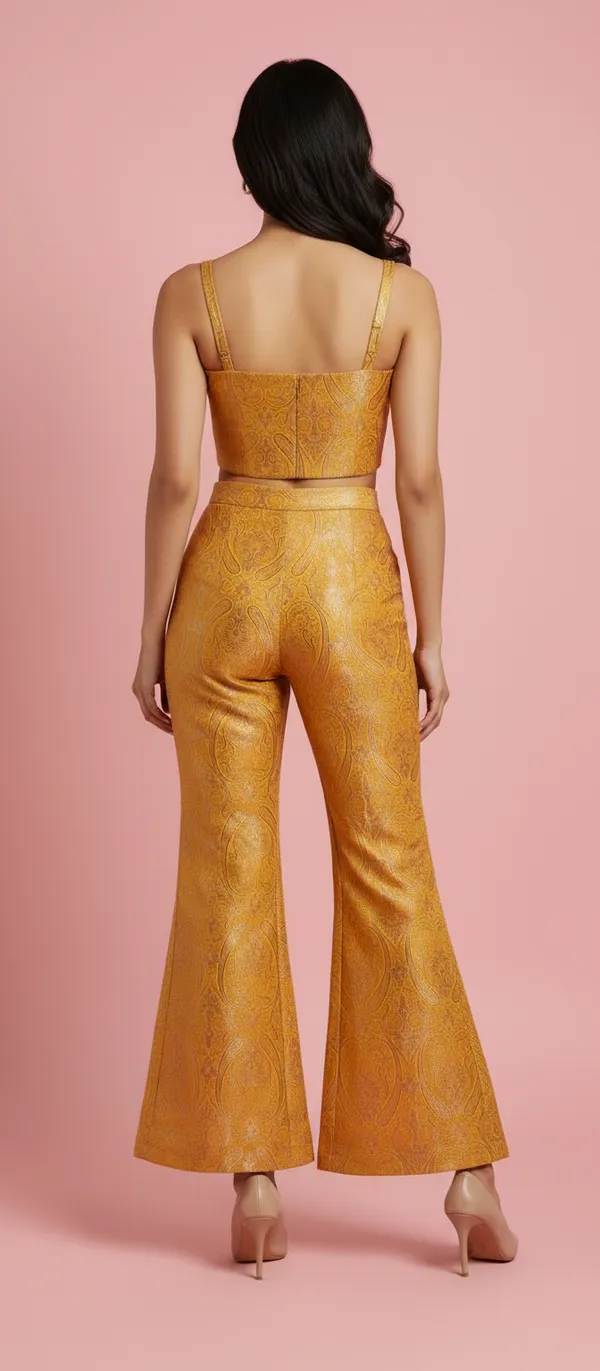Yellow_Banarsi_Silk_Crop_Top_Plazzo_Set__Ethnic_Wear_Set