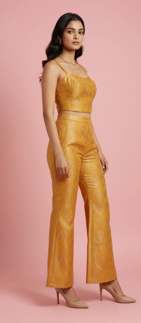 Yellow_Banarsi_Silk_Crop_Top_Plazzo_Set__Ethnic_Wear_Set