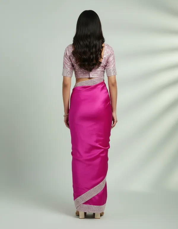 Rani_Pink_Embellished_Fendi_Cotton_Saree_With_Embroidered_White_Blouse