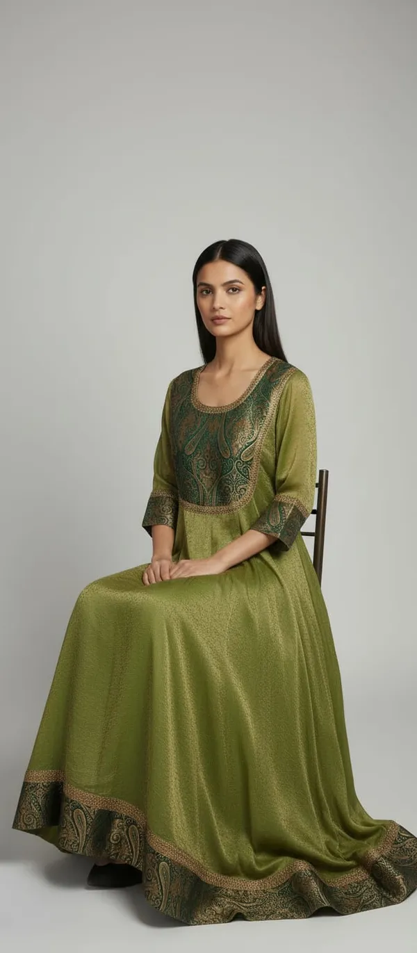 Green_Embellished_Chiffon_Kurti__Ethnic_Wear