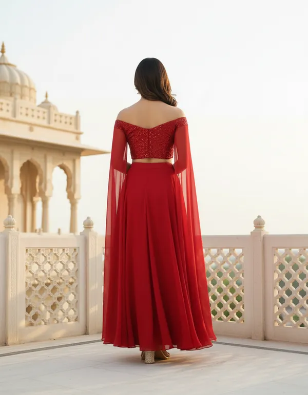 Red_Embellished_Crop_Top_Skirt_Set