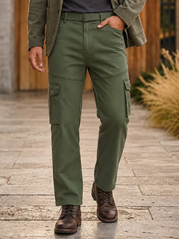 Urban_Legends_Men's_Cargo_Pant_Multi_Pocket_Open_Bottom_Dark_Green