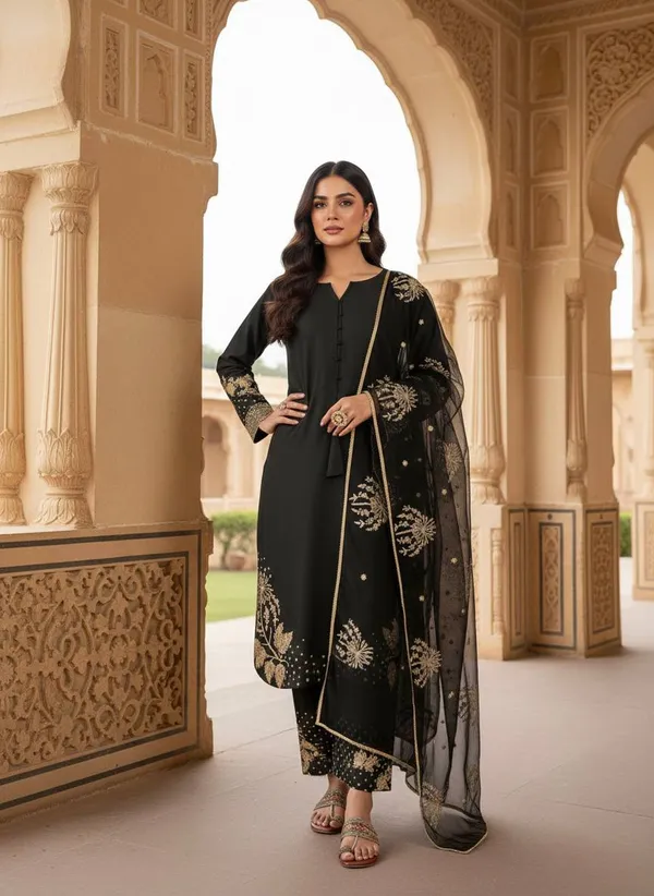 Black_Cotton_And_Natural_Crepe_Premium_Sharara_Set_For_Women