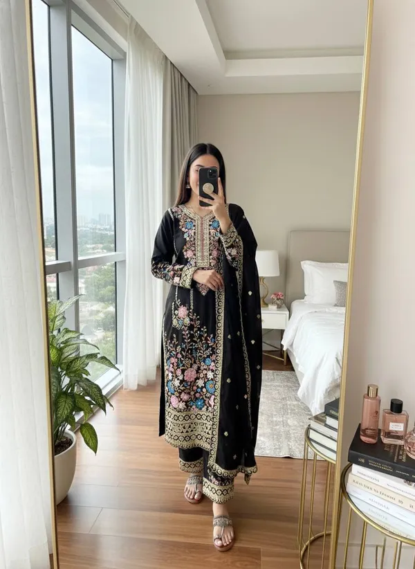 Black_Chinon_Silk_And_Cotton_Premium_Sharara_Set_For_Women