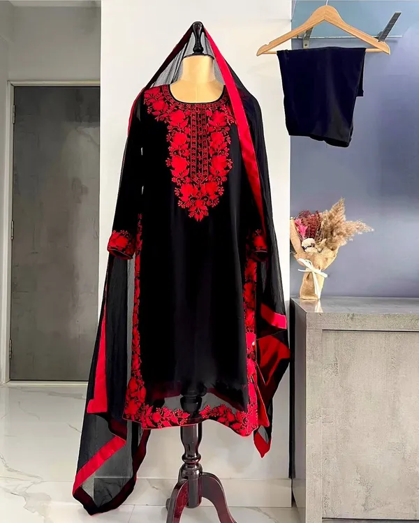 Black_Pure_Viscose_Velvet_Premium_Sharara_Set_For_Women