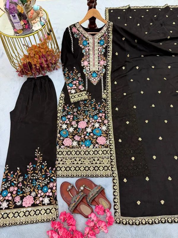 Black_Chinon_Silk_And_Cotton_Premium_Sharara_Set_For_Women