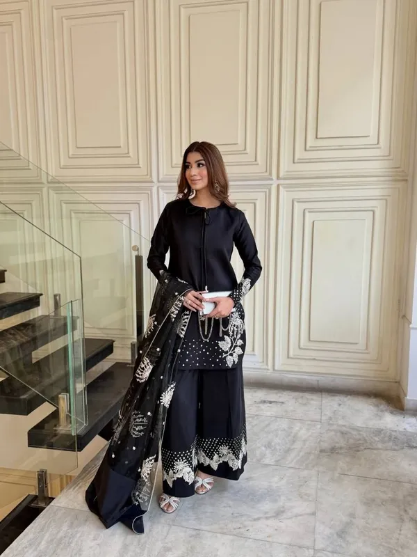 Black_Cotton_And_Natural_Crepe_Premium_Sharara_Set_For_Women